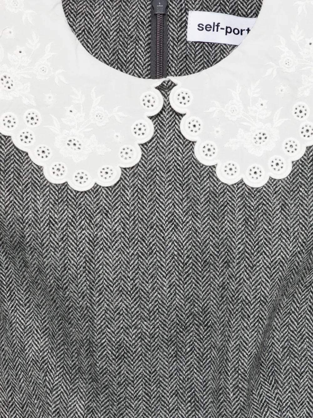  Self-portrait Herringbone Mini Dress - Grey 