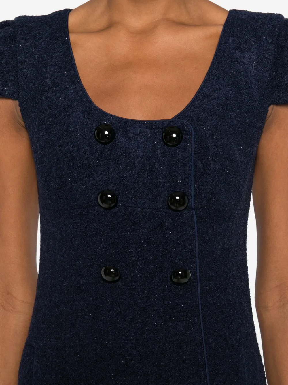 Self-Portrait Mini-jurk met knopen Blauw