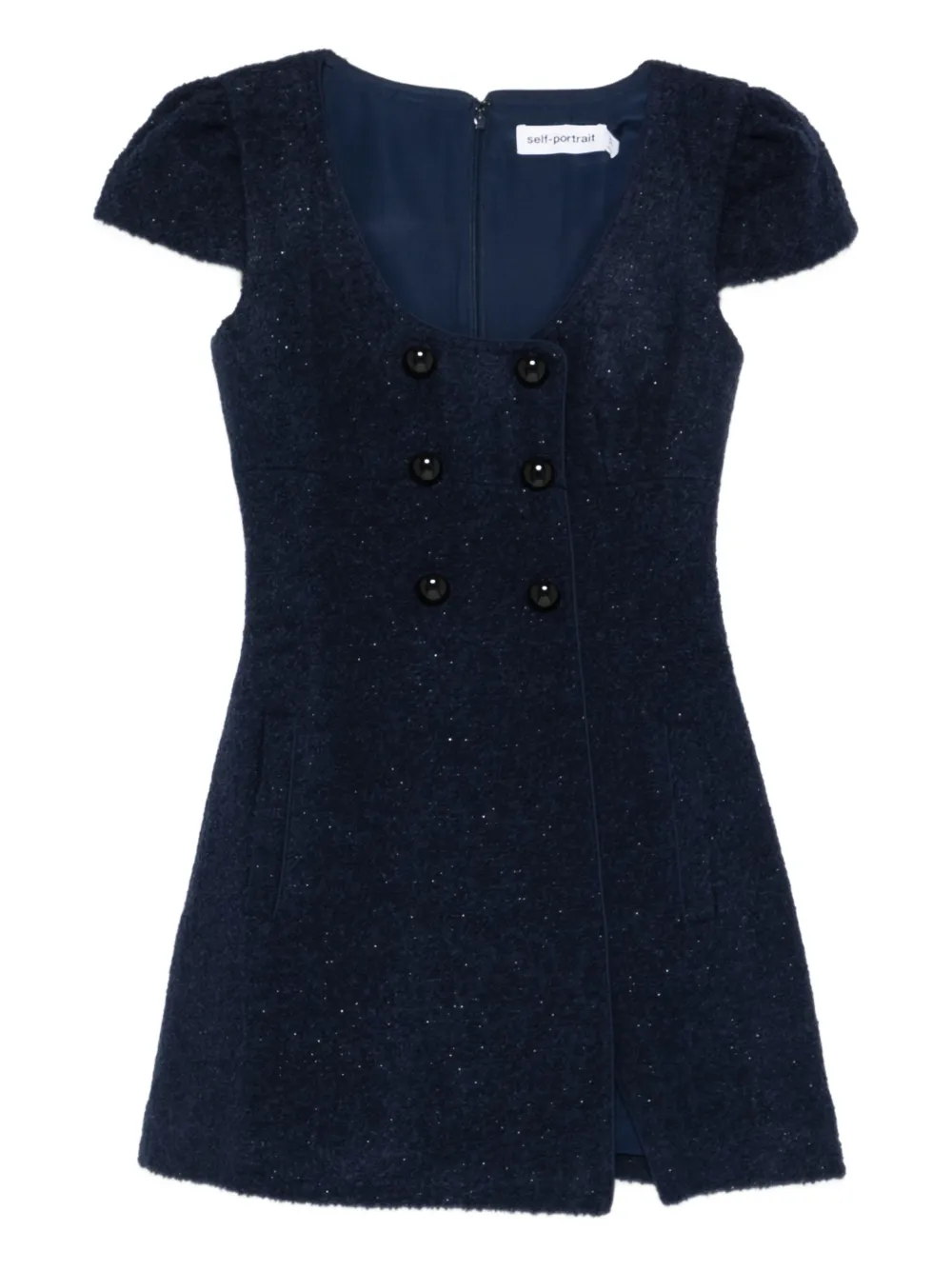 Self-portrait Buttoned Mini Dress In Blue