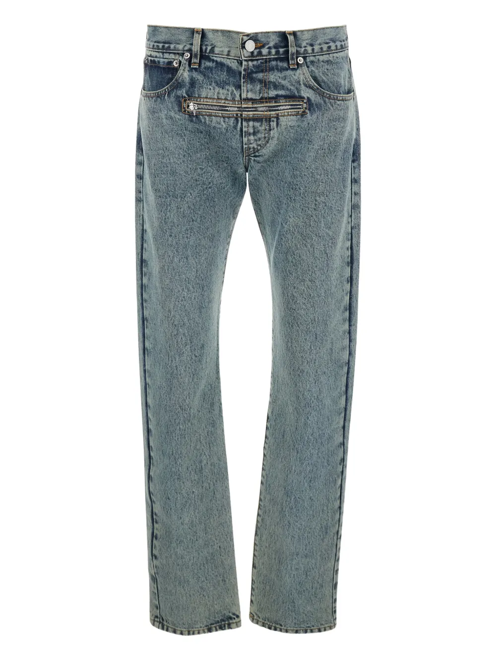 Jordanluca Zip-pocket Logo-patch Jeans In Blue