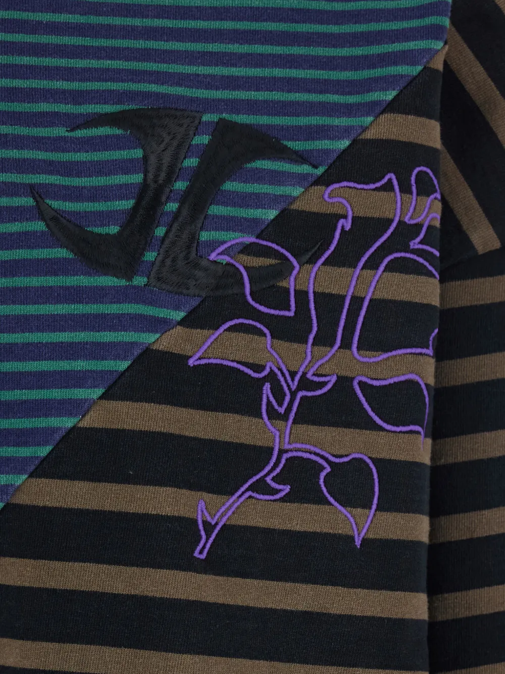 Jordanluca Multicolor Long-sleeve Polo Shirt With Logo Embroidery On The Front And All-over Striped Motif In Co In Multi