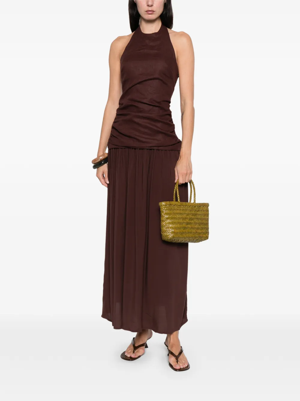 Faithfull the Brand Tali ruched strapless dress - Bruin