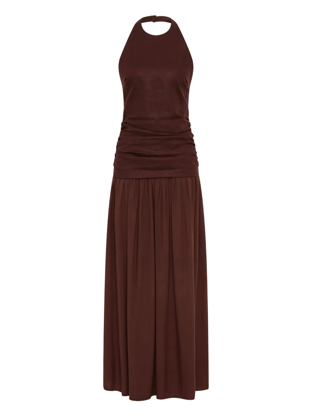 Faithfull the Brand Tali ruched strapless dress - Marrone