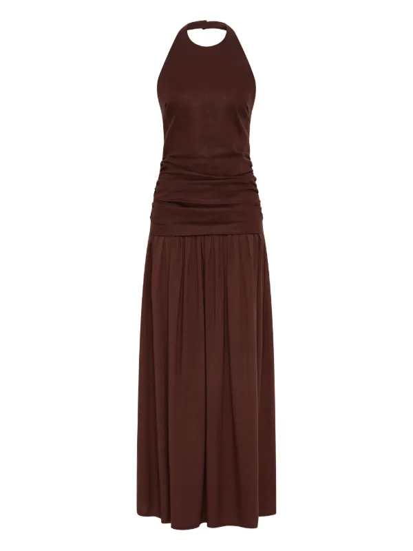 Faithfull THE BRAND Tali Maxi Dress in Brown - size XL