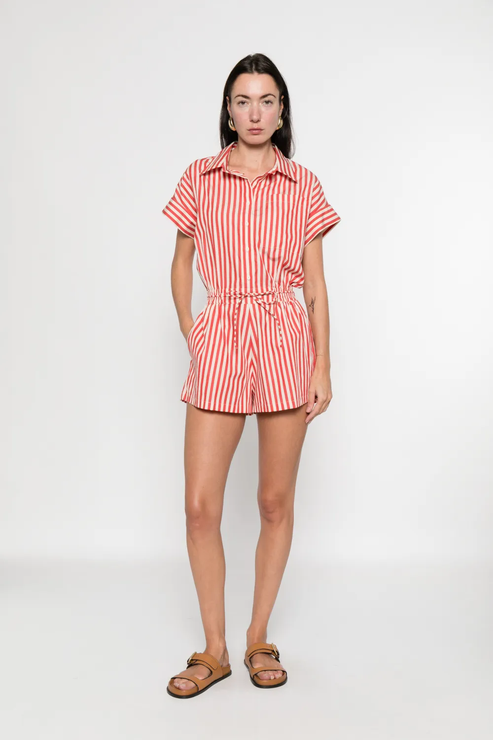 Faithfull The Brand Orozco Striped Playsuit In Multi
