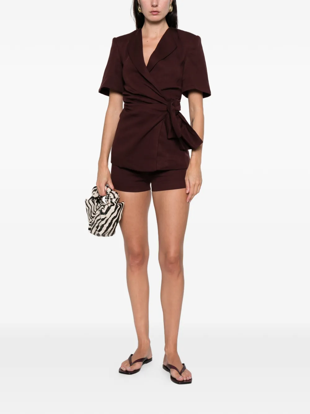 Faithfull The Brand Ida Tie-detail Jacket In Brown