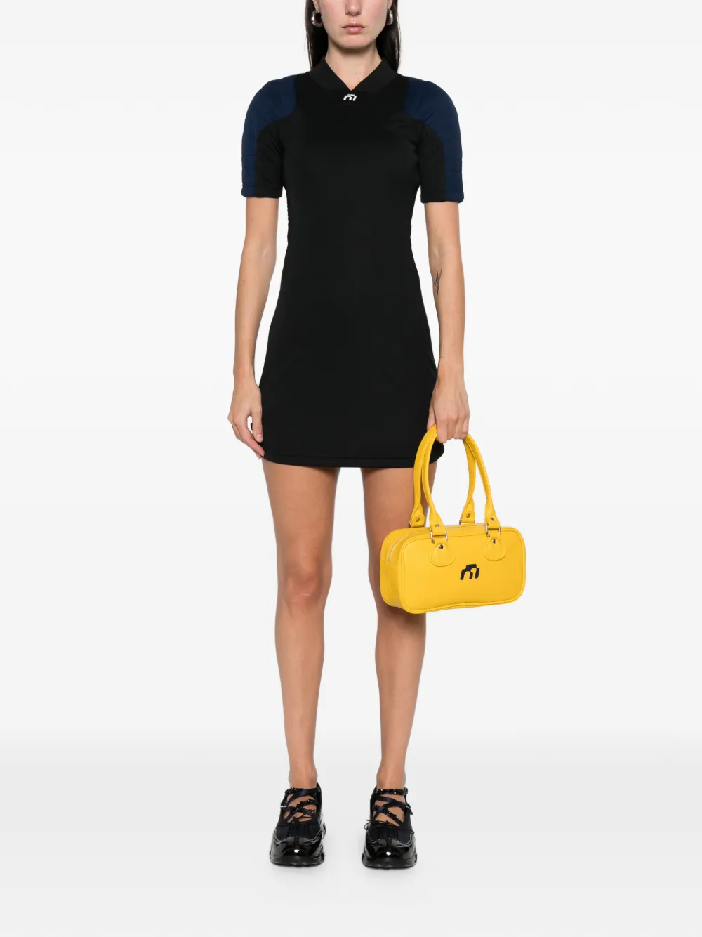 Adidas Originals X Miaou Logo Short-sleeve Mini Dress In Black