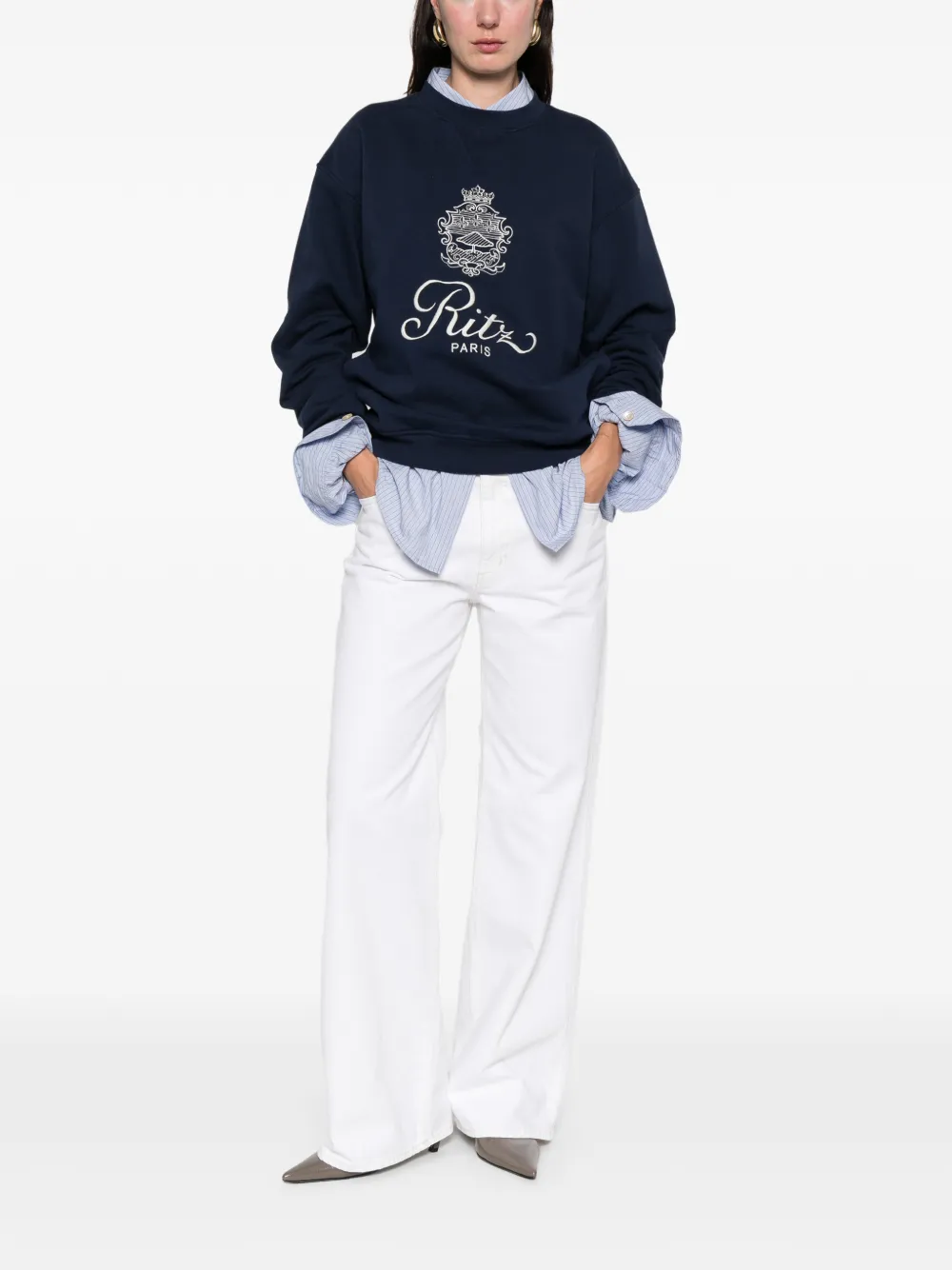 Frame Logo Graphic Sweater In Blue