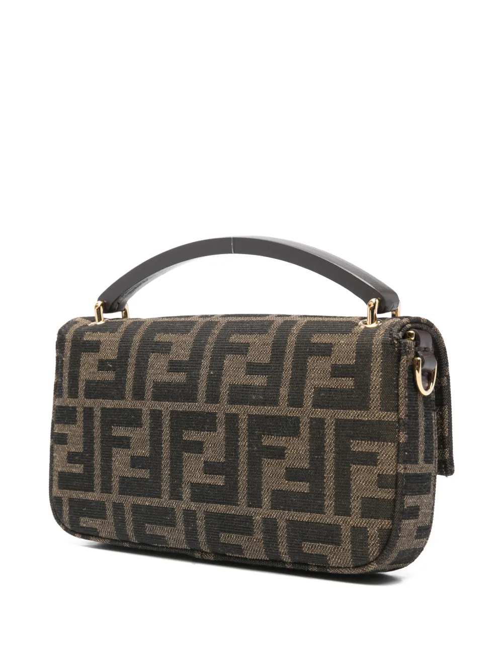 Fendi Phone Baguette Logo-plaque Tote Bag In Brown