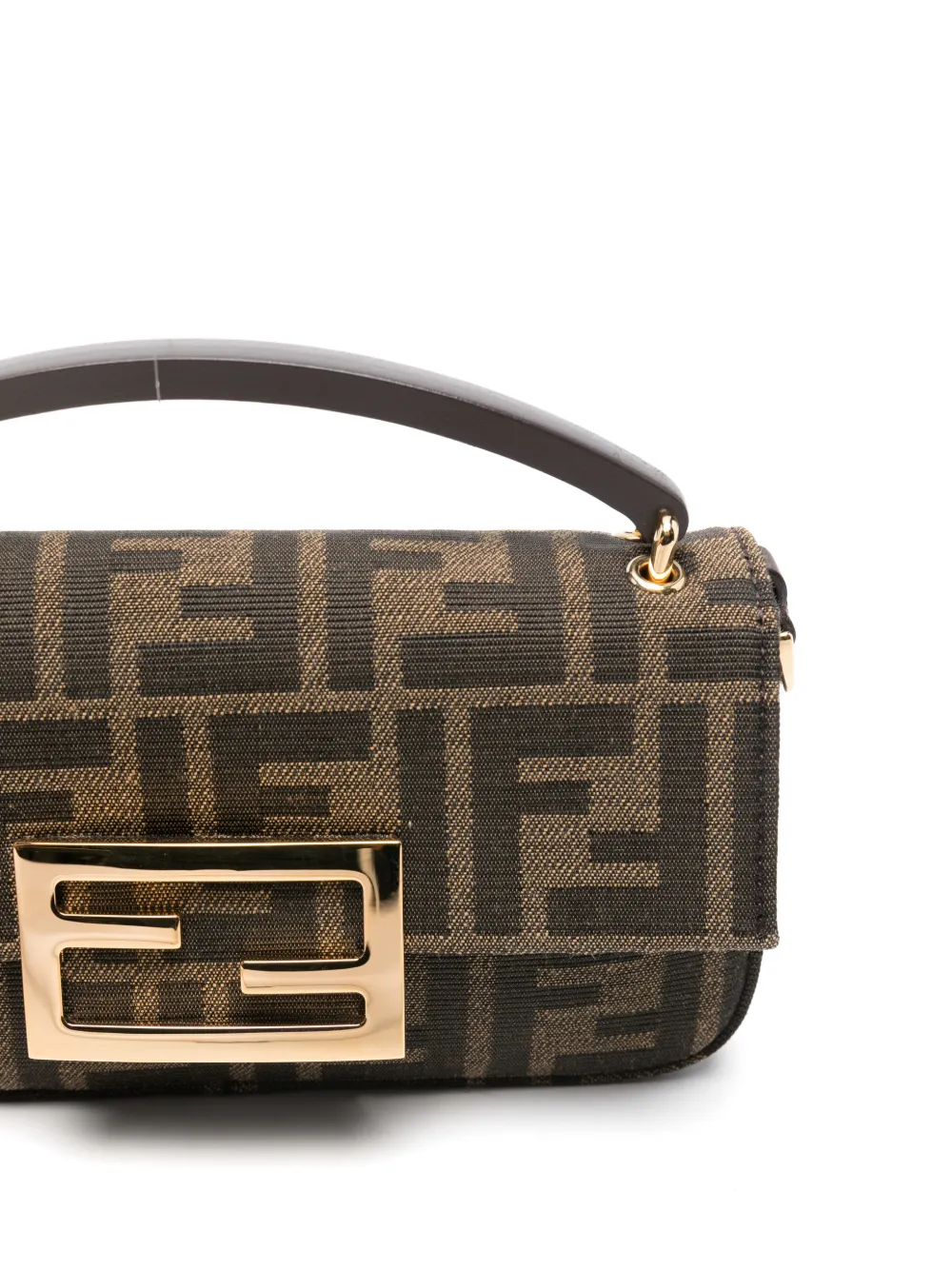 Fendi Phone Baguette Logo-plaque Tote Bag In Brown