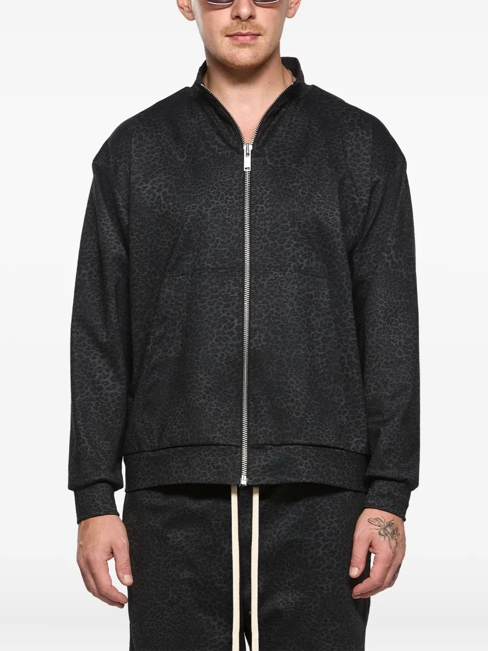 Hamza Animal-print Zip-fastening Jacket In Black