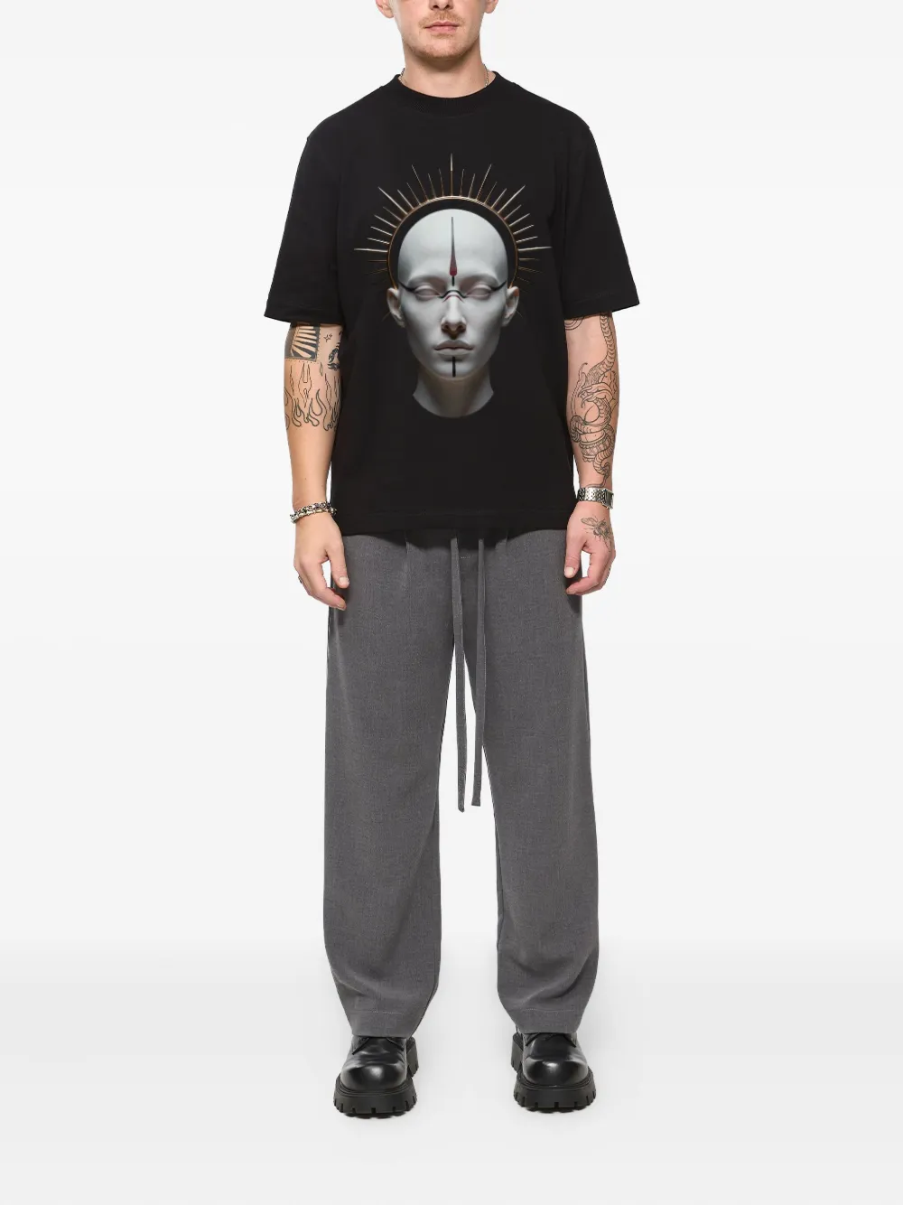 Hamza Monarh Graphic Print T-shirt In Black