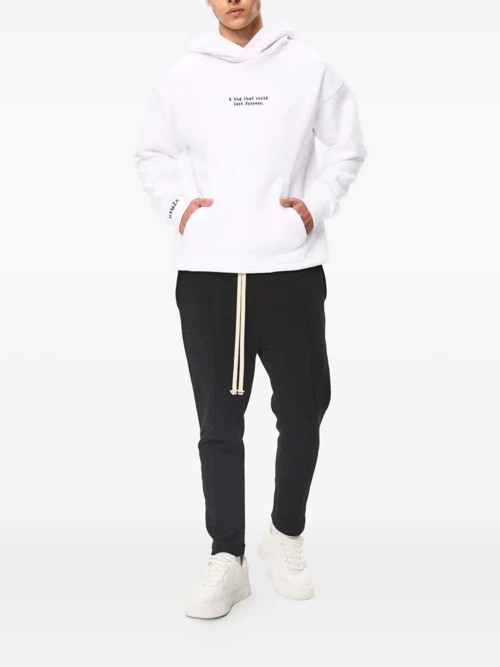 Hamza A Hug Kangaroo-pocket Hoodie In White