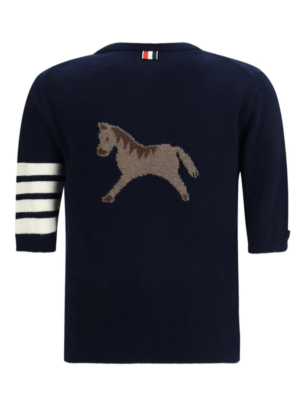Thom Browne Intarsia Striped Sleeve T-shirt In Blue