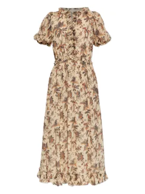 Ulla Johnson Lausanne Floral Midi Dress | White | FARFETCH GE
