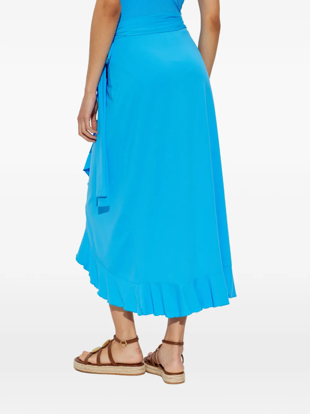 Melissa Odabash Ruffled-trim Tie-fastening Midi Skirt In Blue