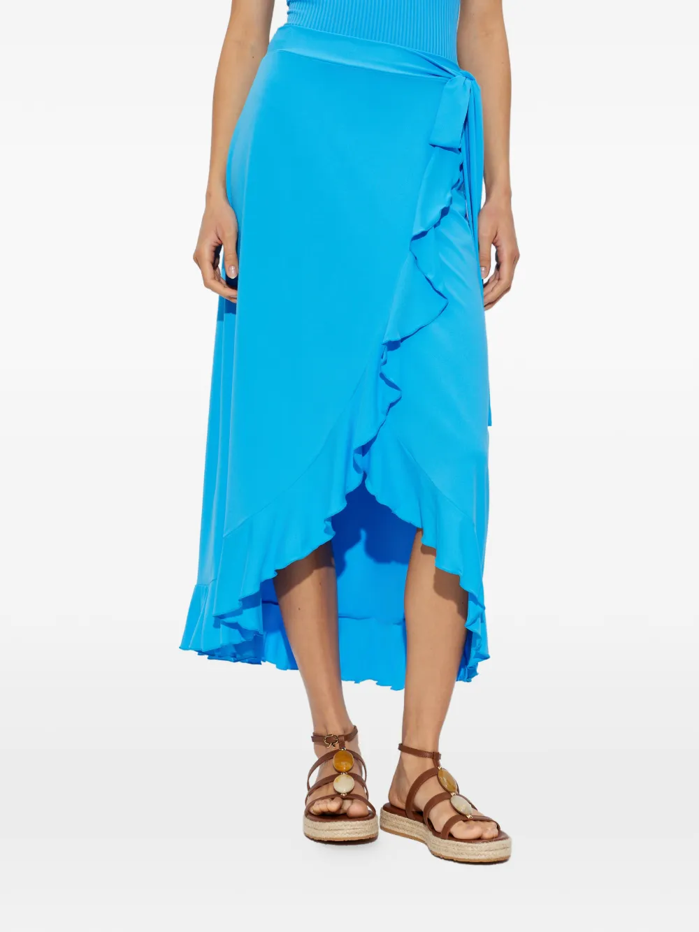 Melissa Odabash Ruffled-trim Tie-fastening Midi Skirt In Blue