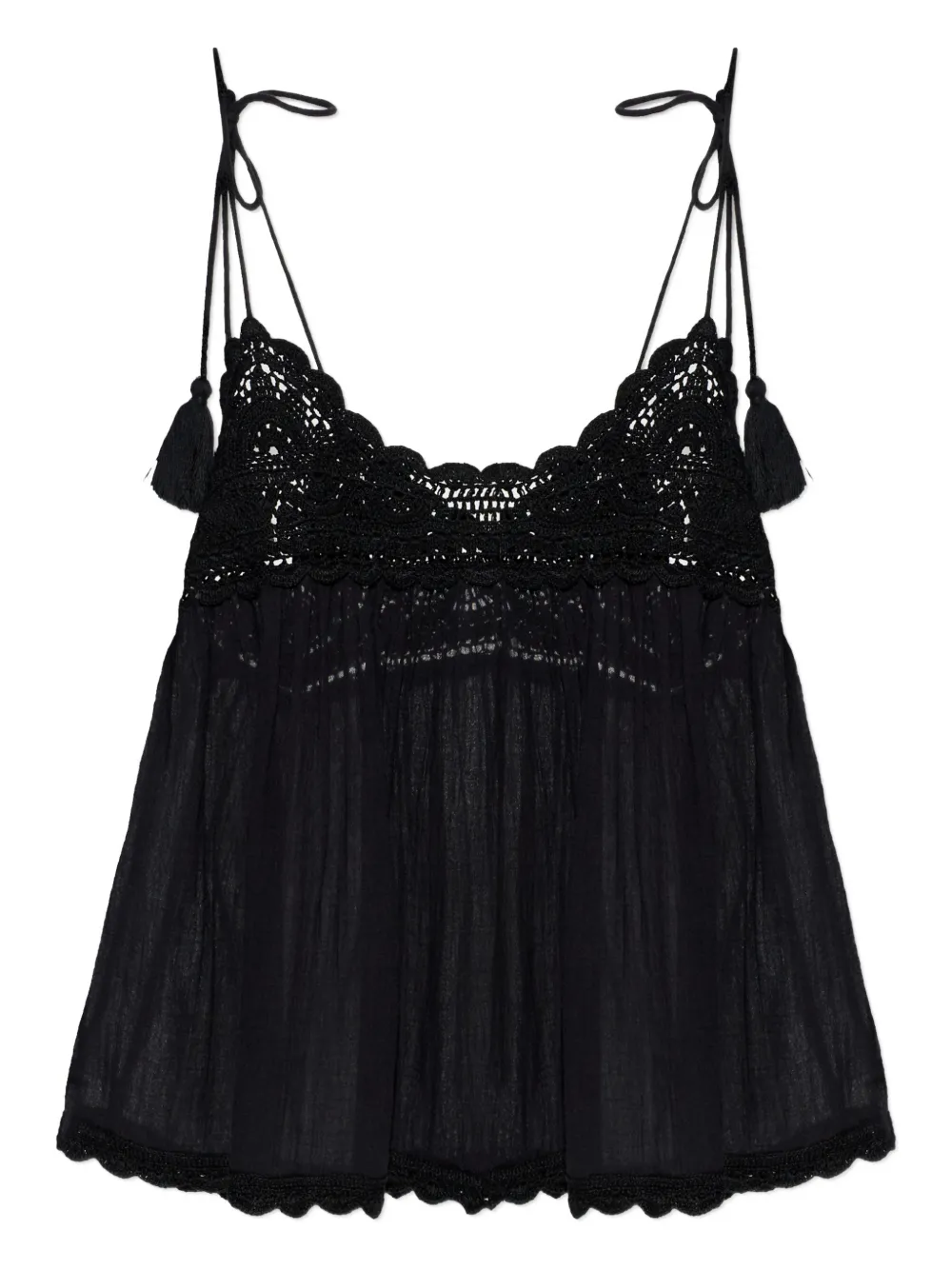 Ulla Johnson top de ganchillo con borlas | negro | Image 1