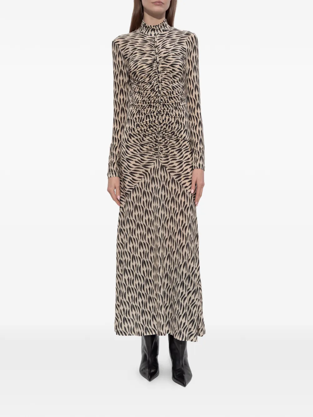 Ulla Johnson Ida long-sleeve ruched turtleneck maxi dress - Beige
