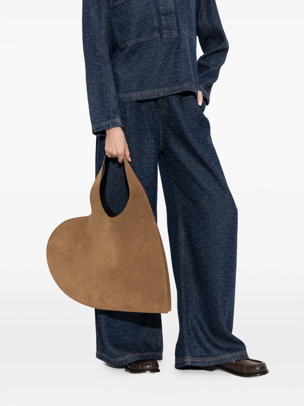 Coperni large Double Heart leather tote bag - Bruin