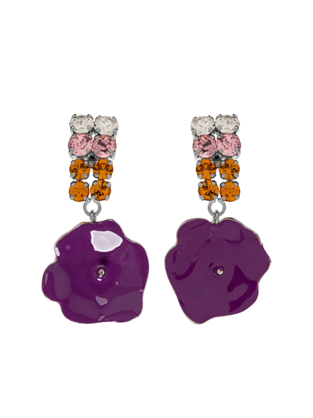 Marni Flower-design Embellished Earrings In Purple