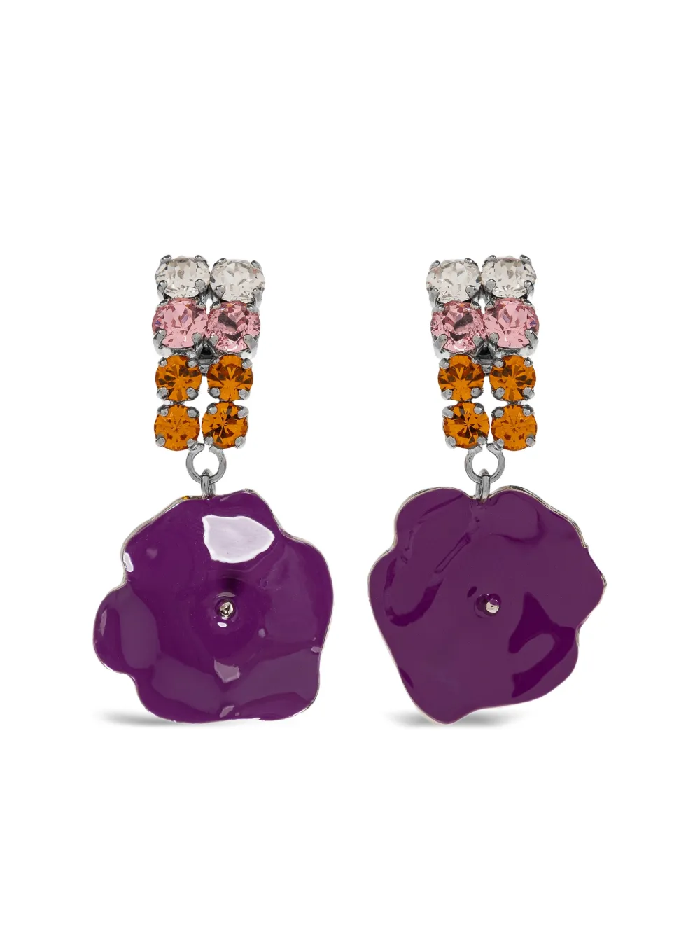 Marni flower-design embellished earrings - Argento