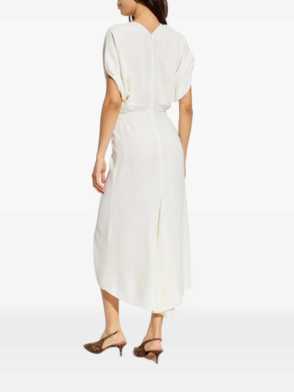 Victoria Beckham Gathered Short-sleeves Midi Dress In Multi