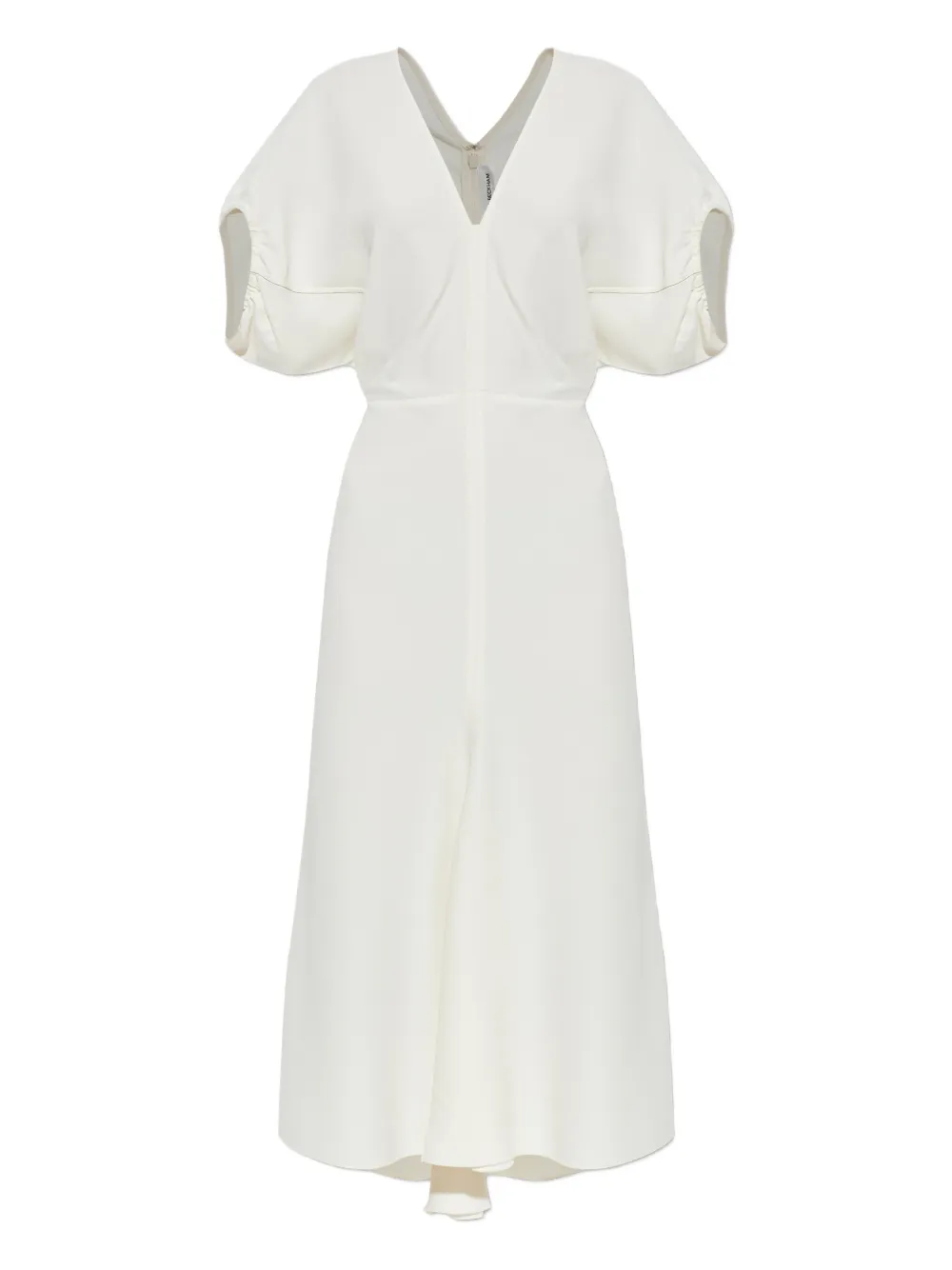 Victoria Beckham Gathered Short-sleeves Midi Dress In Multi