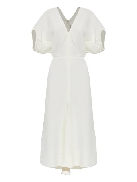 Victoria Beckham vestido midi fruncido manga corta