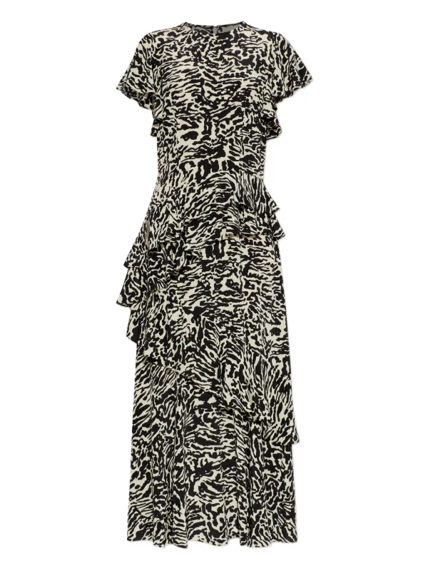 Ulla Johnson Amaia Ruffled Animal-print Maxi Dress in Black