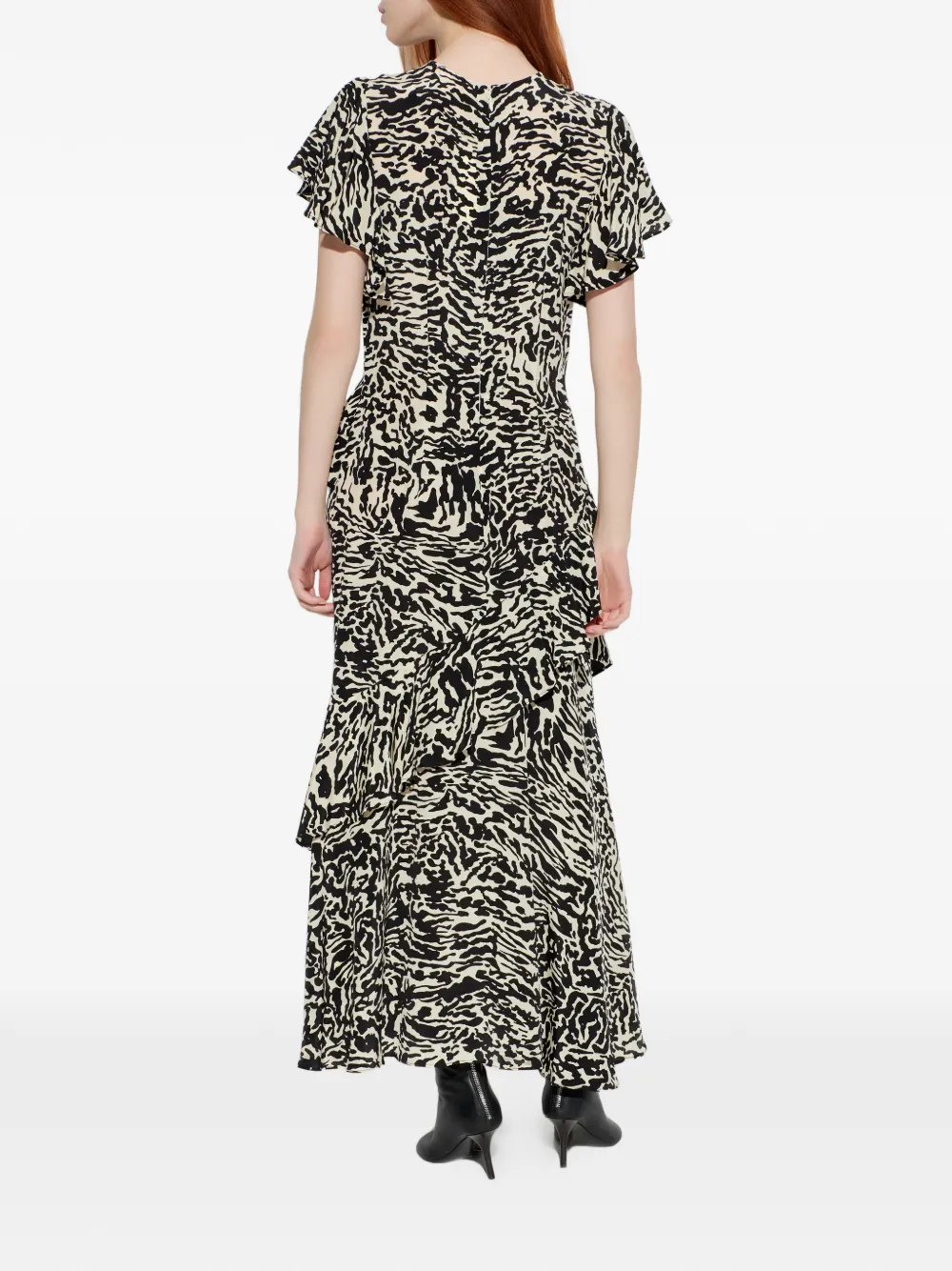 Ulla Johnson Amaia maxi-jurk met dierenprint en ruches Zwart
