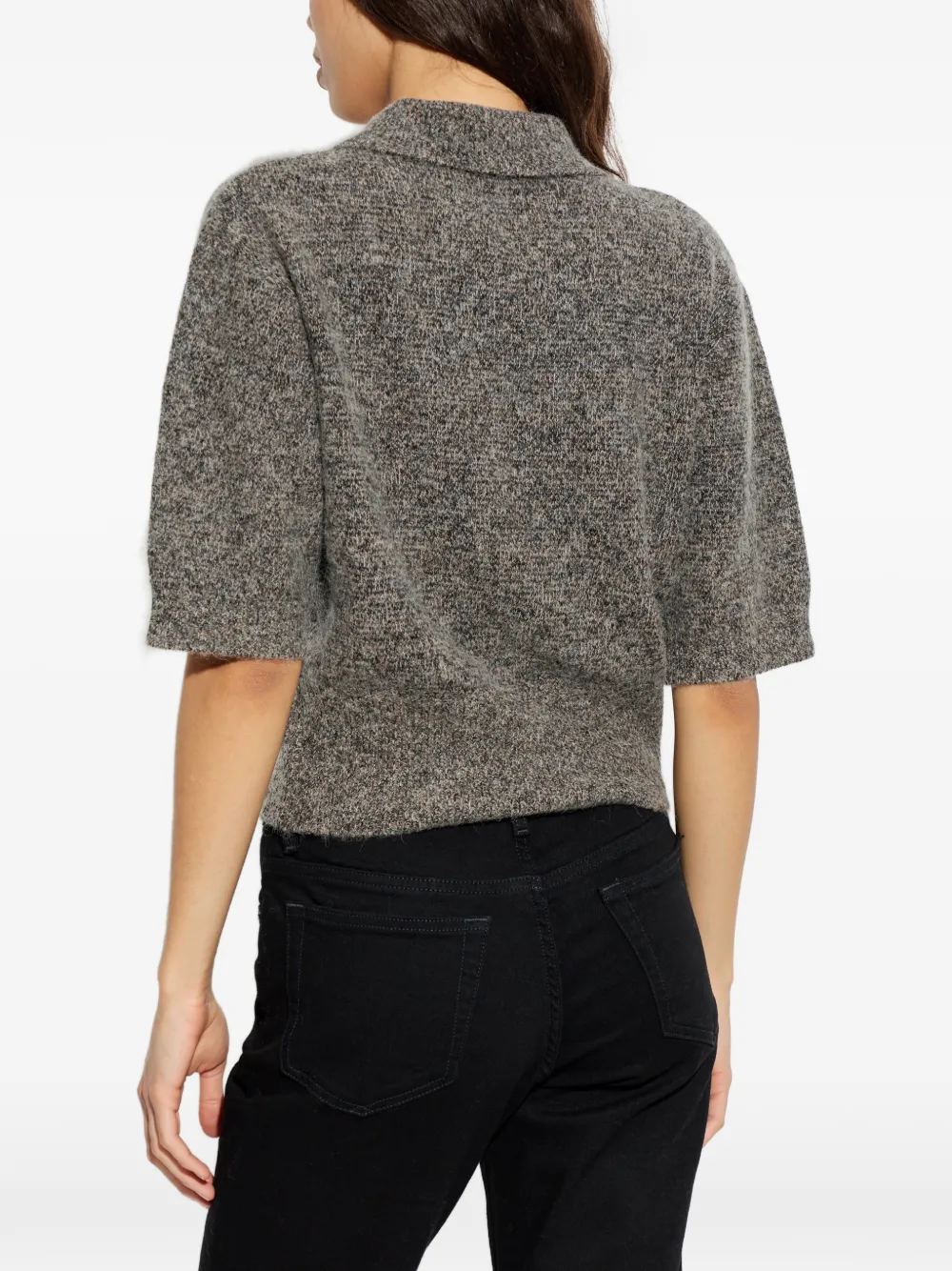Samsoe & Samsoe Zip-up Collared Top In Gray