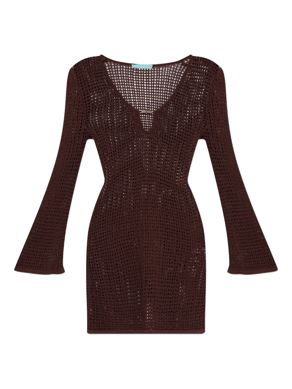 Melissa Odabash Ellis Long-sleeve Cut-out Mini Dress In Brown