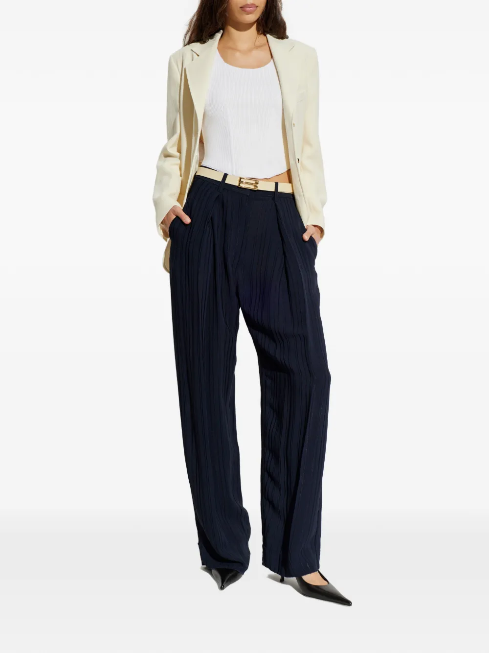 Victoria Beckham pleated trousers - Blauw