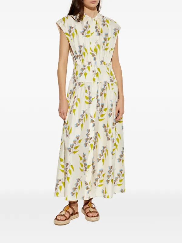 Ulla Johnson Lausanne Floral Midi Dress | White | FARFETCH