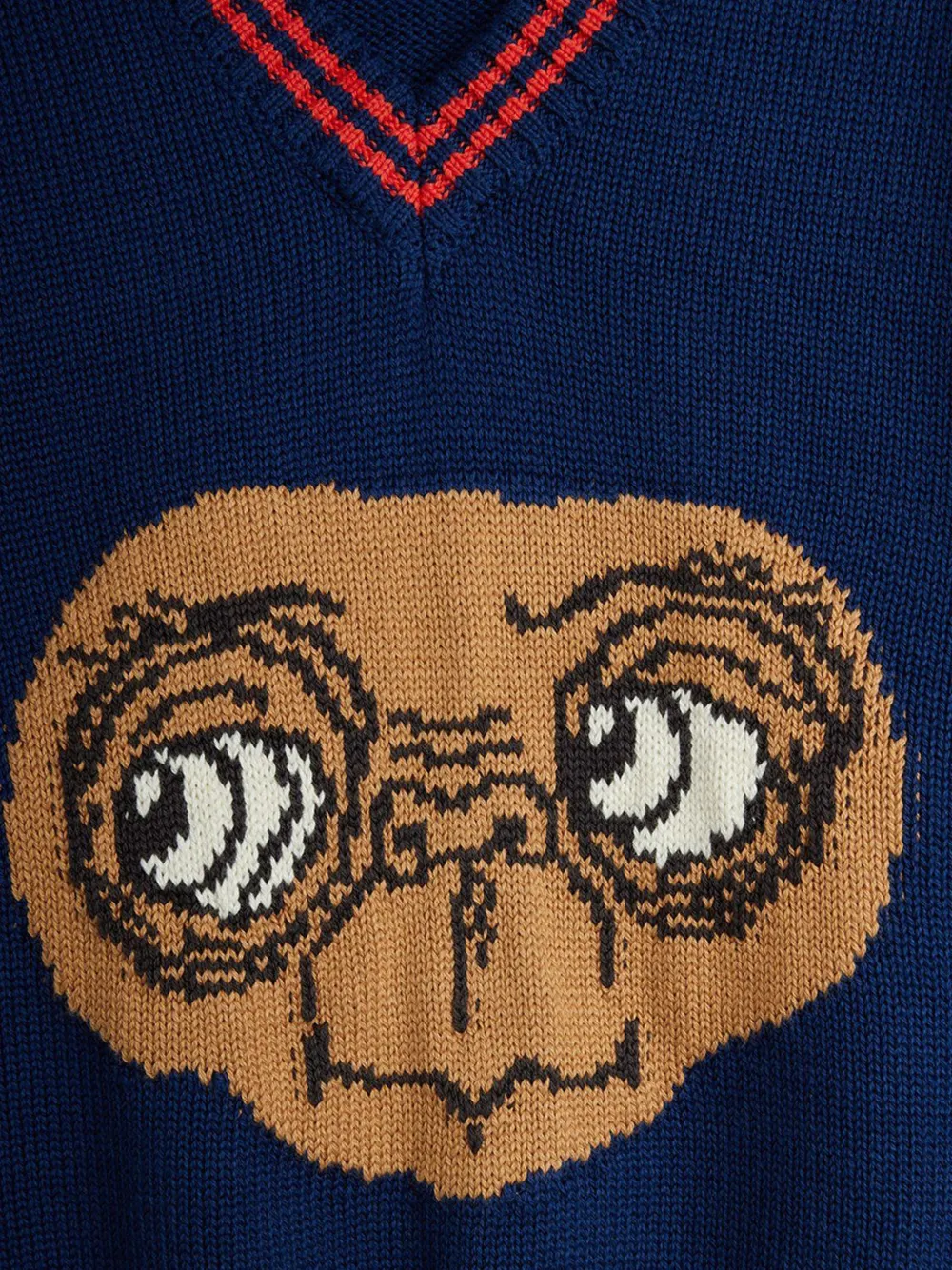 Mini Rodini E.t Print V-neck Sweater In Blue