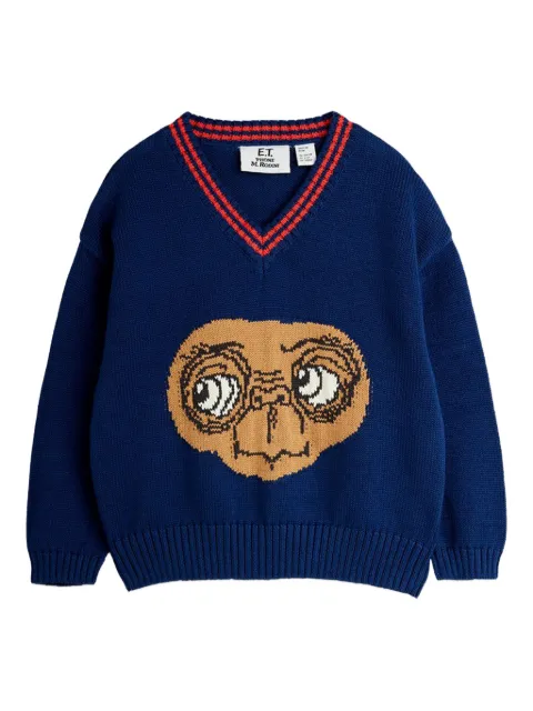 Mini Rodini E.T print V-neck sweater