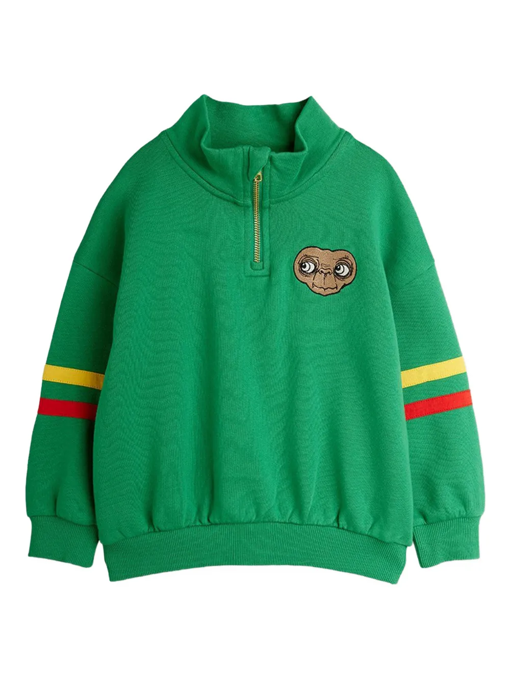 Mini Rodini suéter con detalle de rayas y cierre en el cuello | verde | Image 1