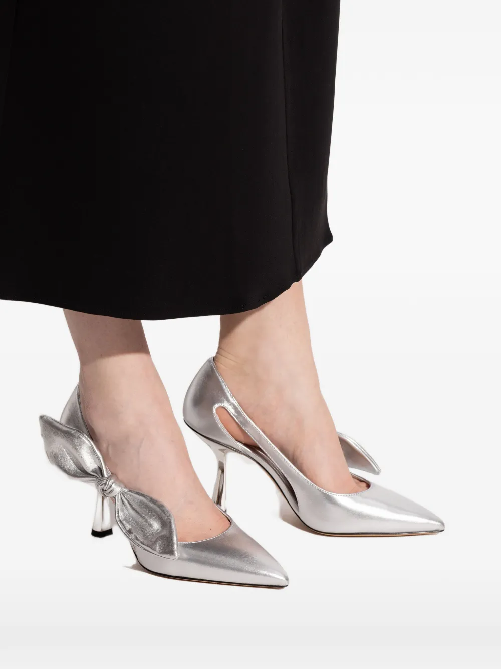 Kate Spade 89mm Bunnie Bow-detailed Pumps In Silver