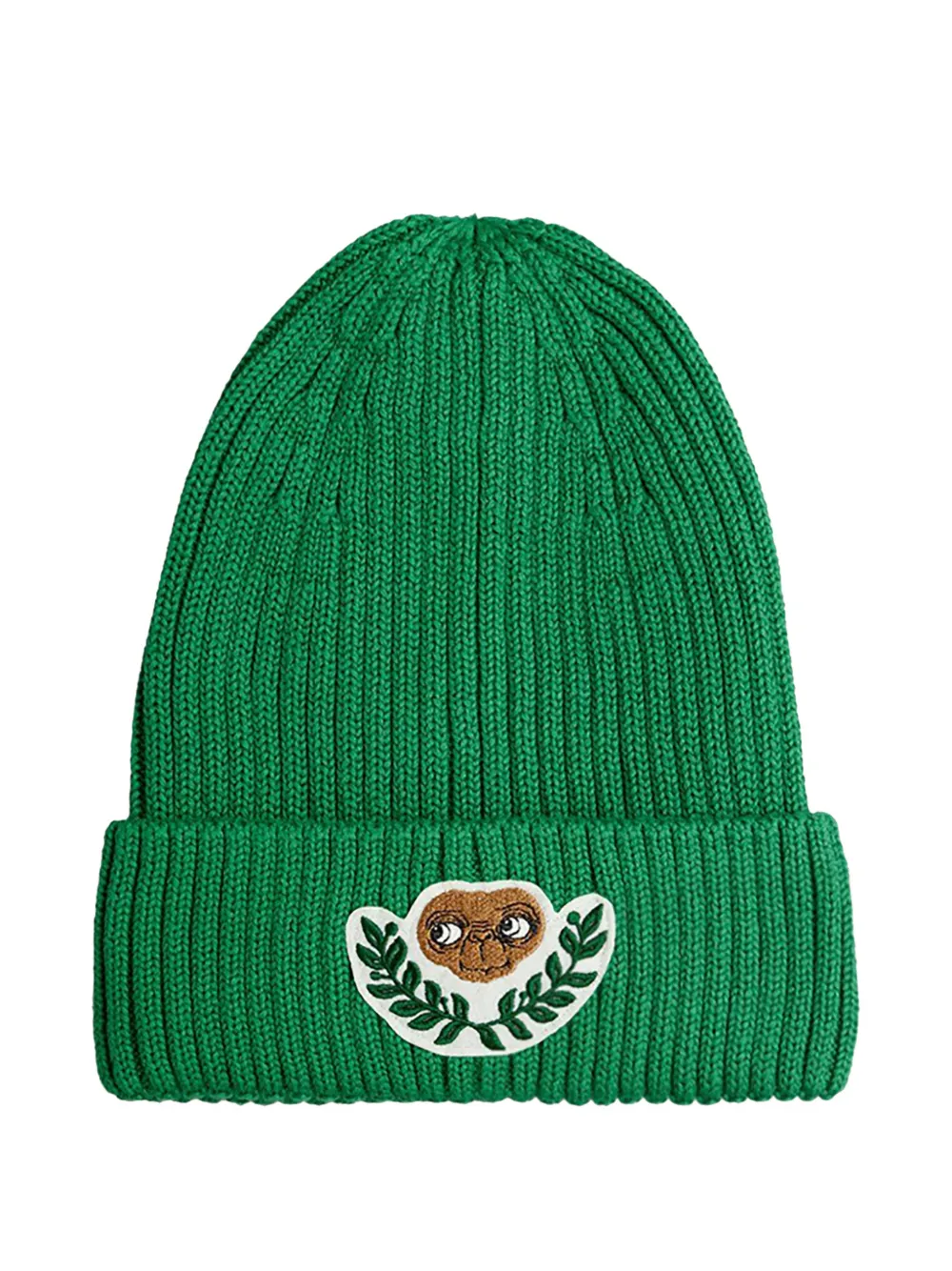 Mini Rodini appliqué ribbed beanie hat - Verde