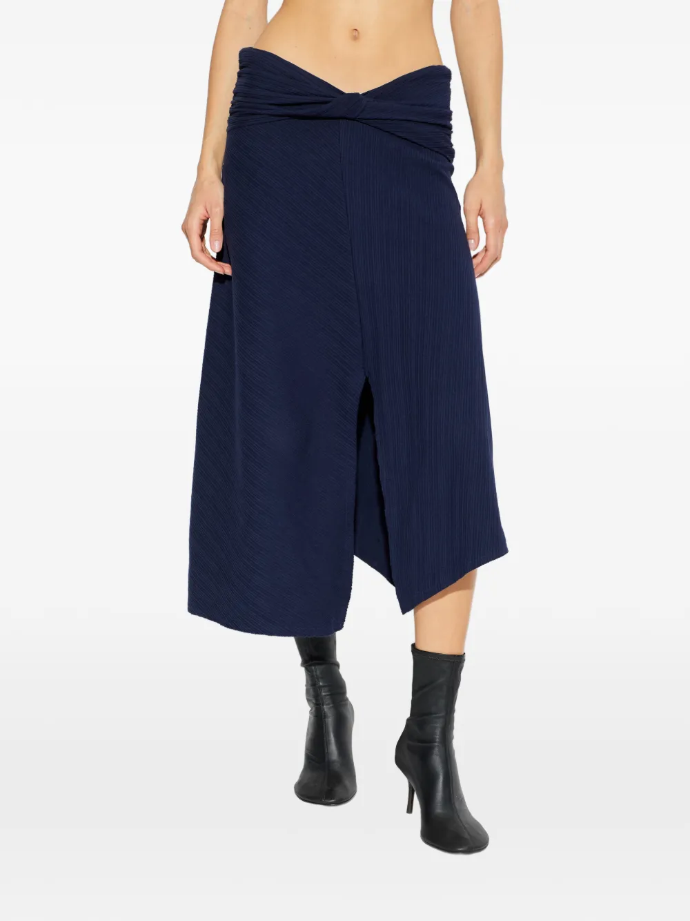 Victoria Beckham Front-split Midi Skirt In Blue