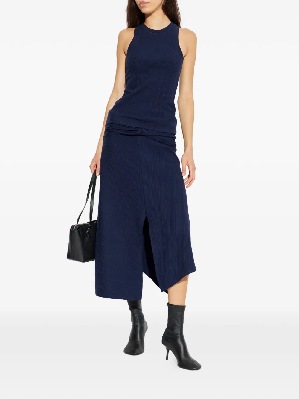 Victoria Beckham Front-split Midi Skirt In Blue