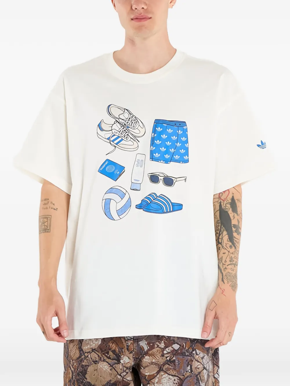 adidas Stuff graphic-print T-shirt Beige