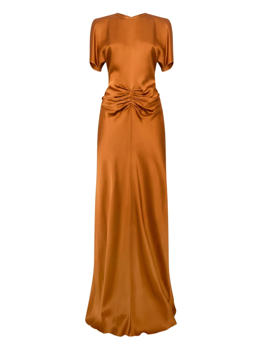 Victoria Beckham Ruched Maxi Dress In Brown