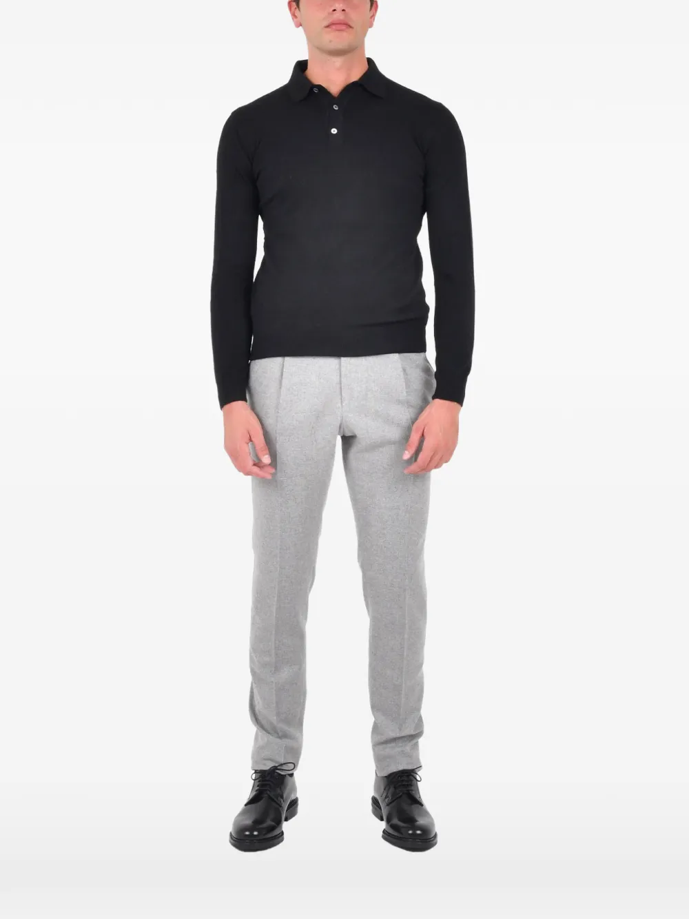 FRANZESE COLLECTION ribbed polo shirt - Zwart