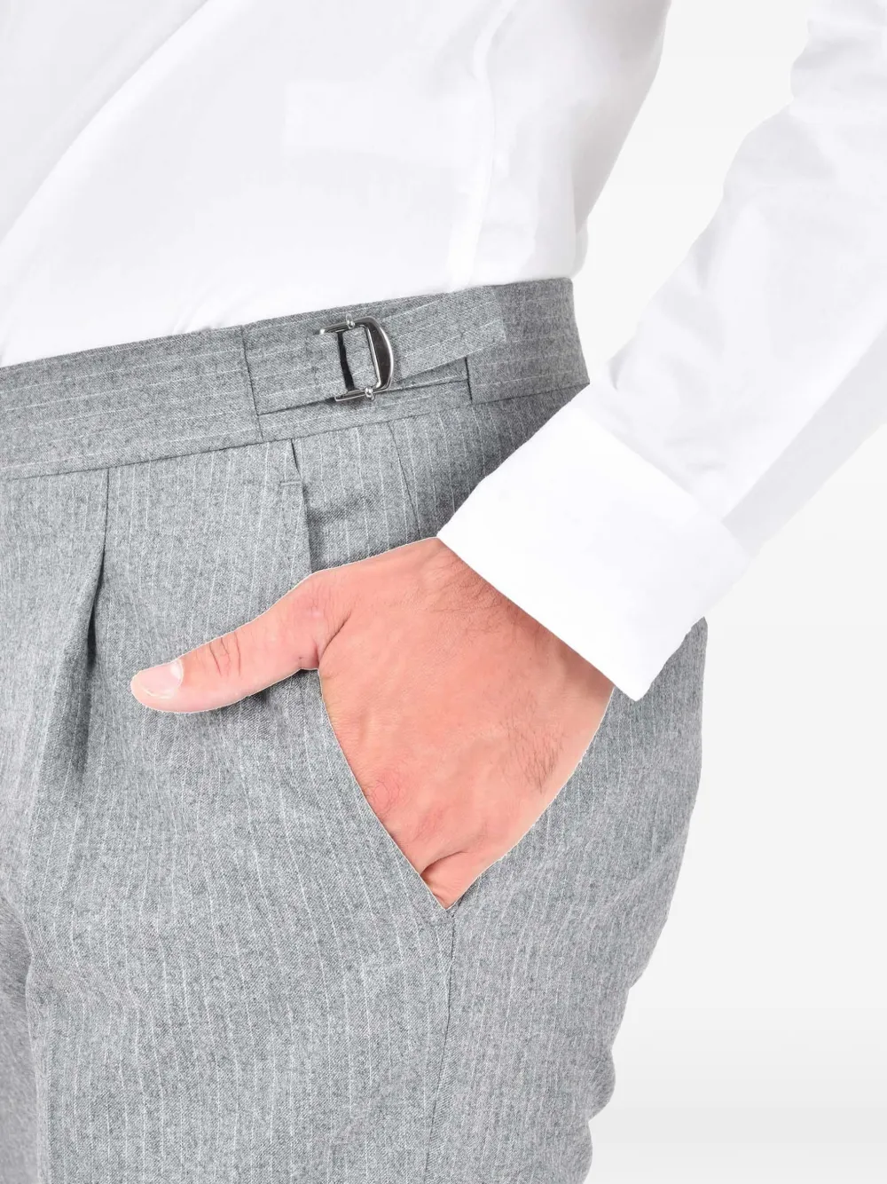 Franzese Collection Pinstripe Buttoned Suit In Gray