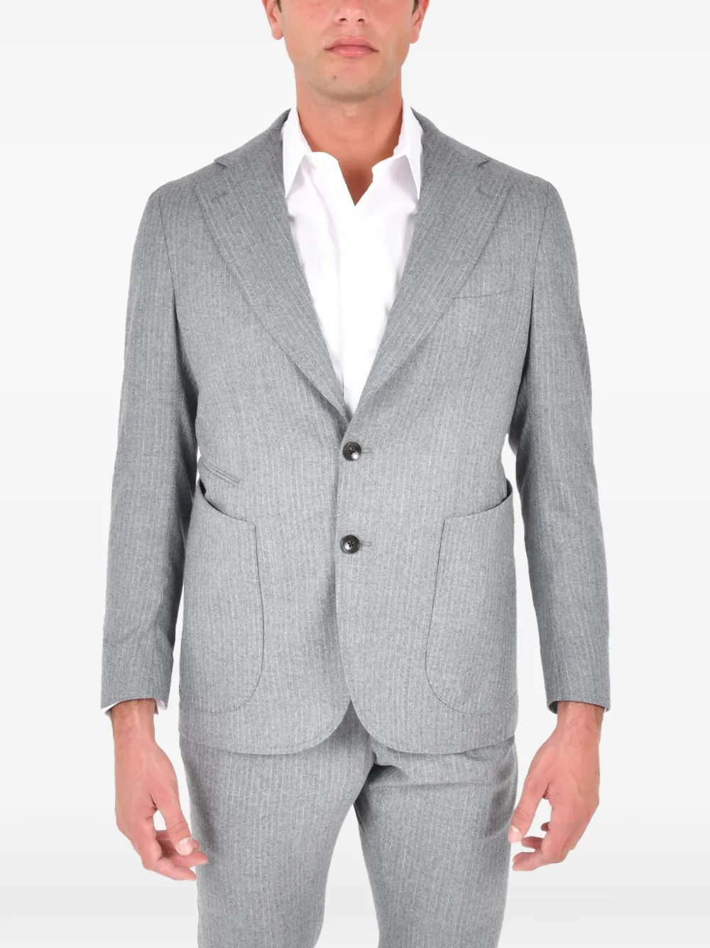 Franzese Collection Pinstripe Buttoned Suit In Gray