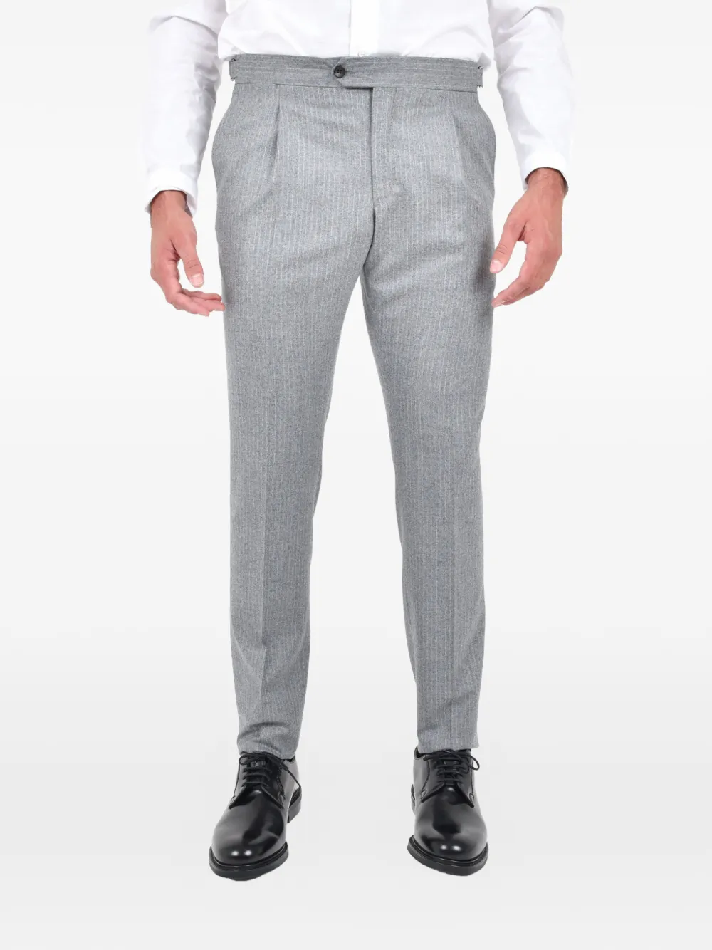 Franzese Collection Pinstripe Buttoned Suit In Gray