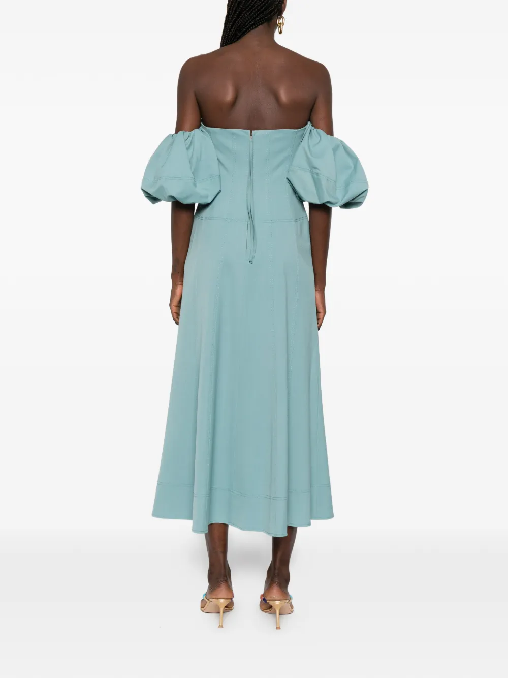 Ulla Johnson Nina off-shoulder midi-jurk Blauw