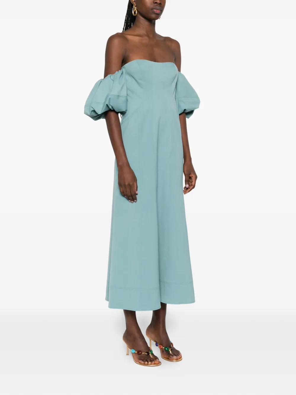 Ulla Johnson Nina off-shoulder midi-jurk Blauw